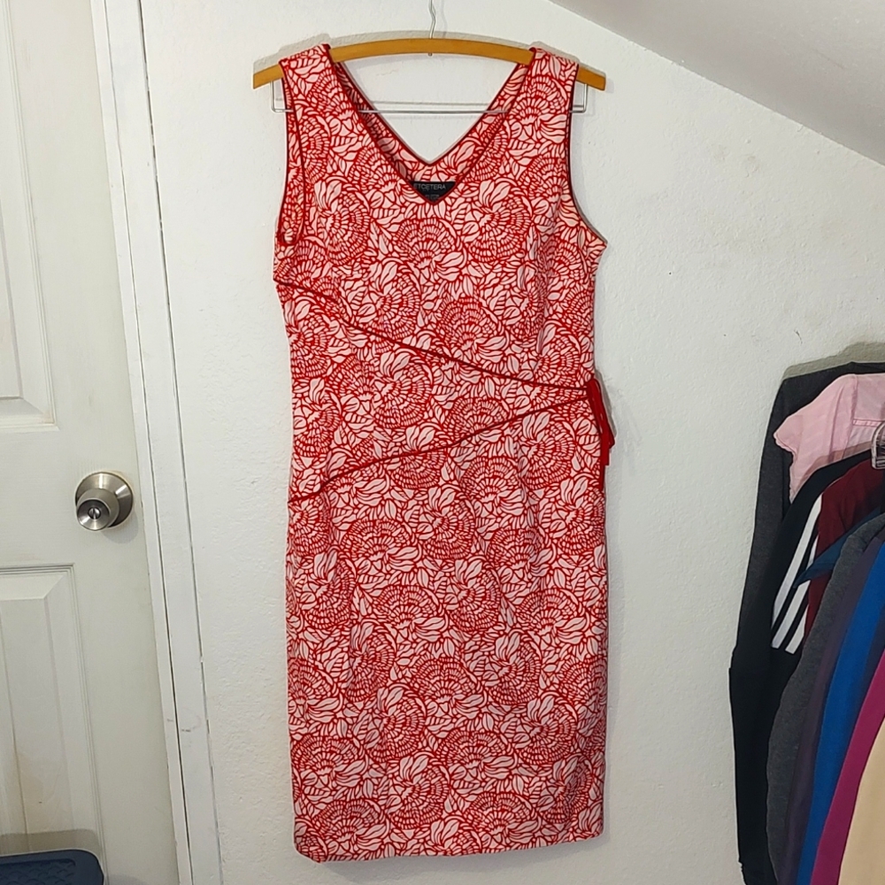 Etcetera Floral Red and White Dress Size 4